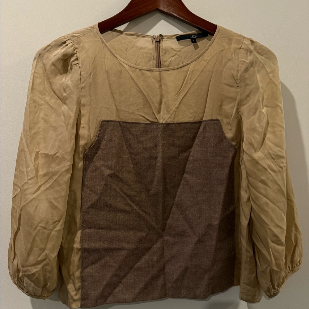 Tibi Beige and Brown Blouse Size 4